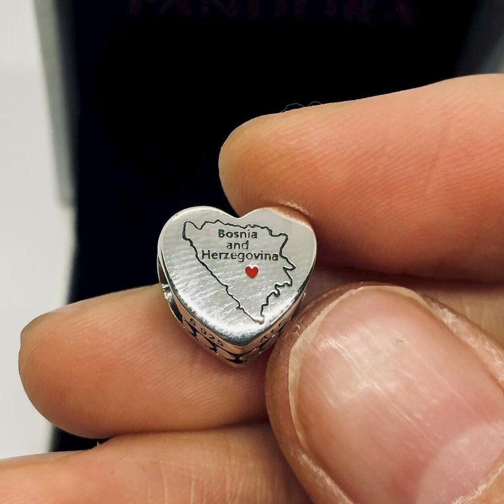 ✨🔥Pandora Barbados Map Heart Charm Bead S925 Silver with box